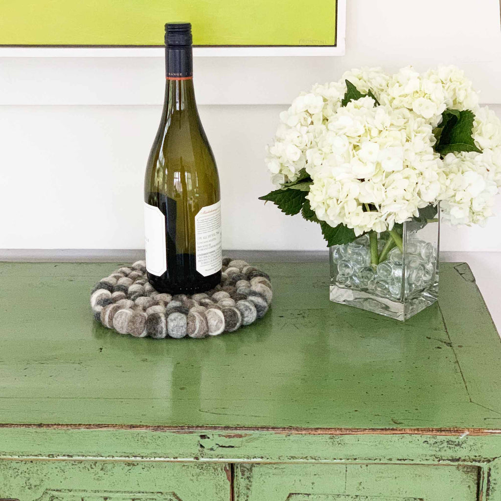 Grey Felt Ball Trivet