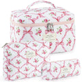 3-Piece Quilted Makeup Bag Set