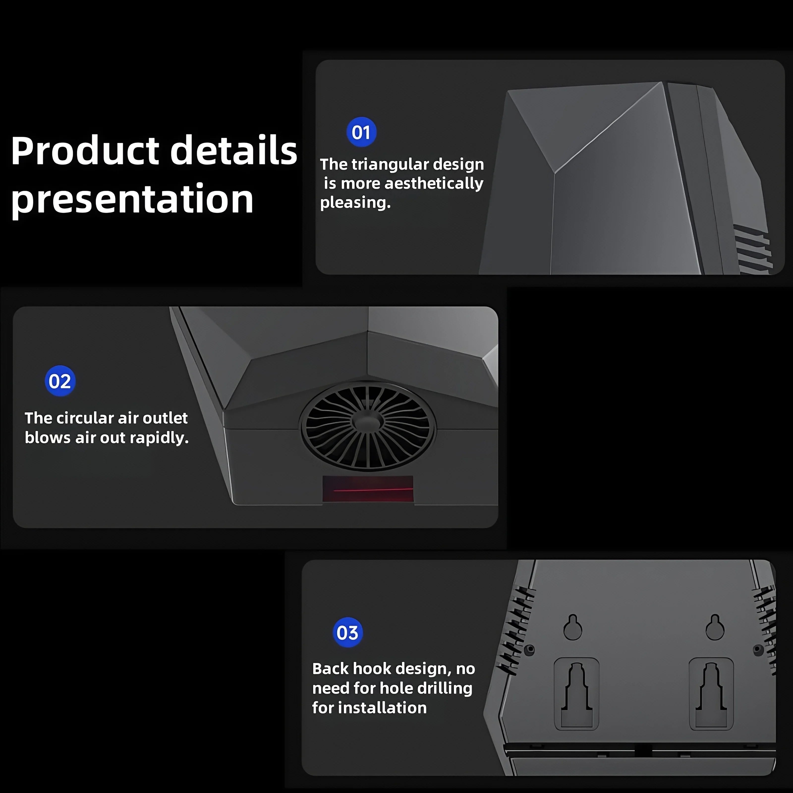 Wall-Mounted 1600W Powerful Hand Dryer