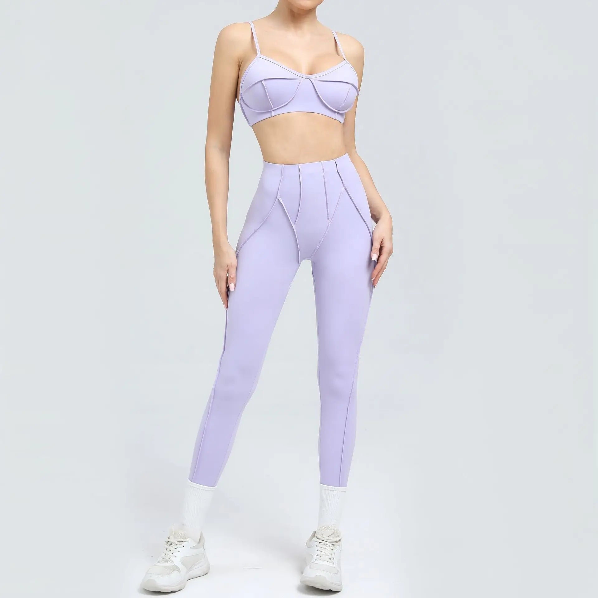 2-Piece Yoga Set – Open Back Sports Bra & High Waist Shorts