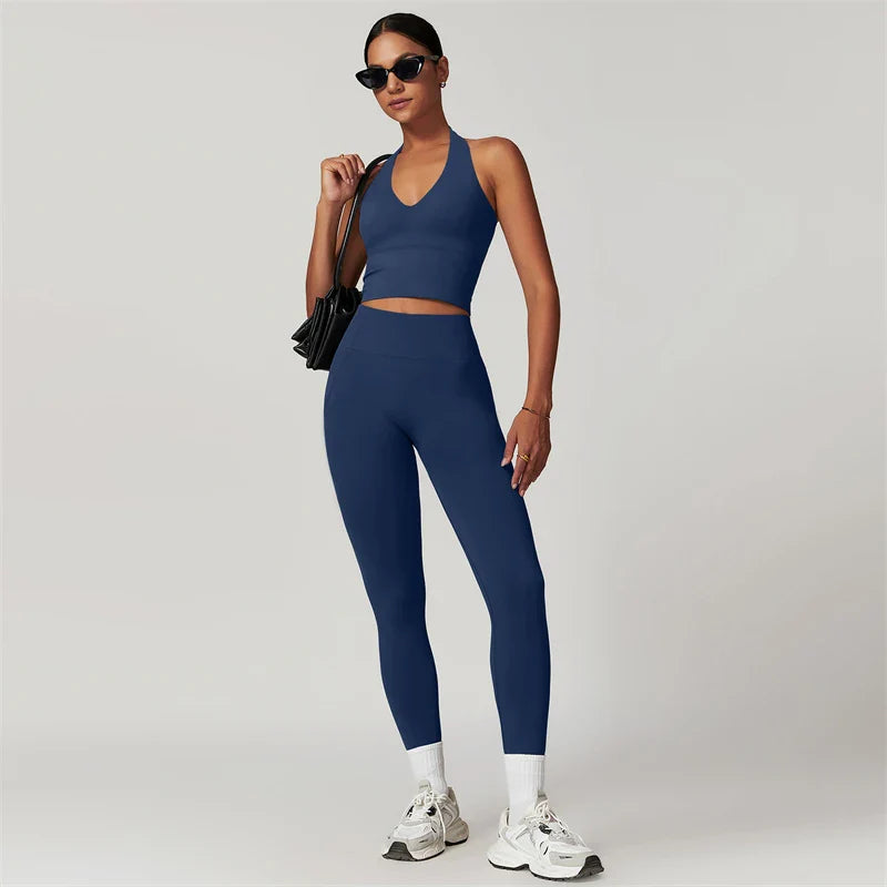 2-Piece Yoga Set – Crop Top & High Waist Leggings