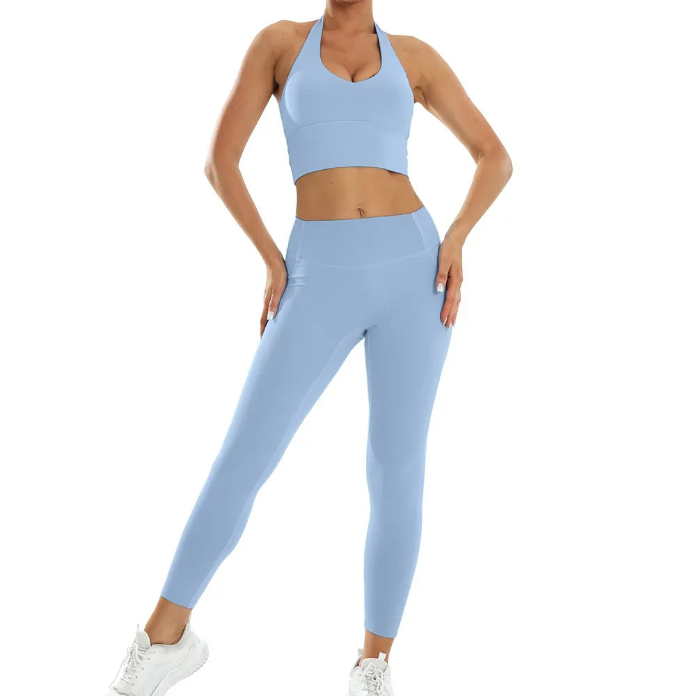 2-Piece Yoga Set – Crop Top & High Waist Leggings