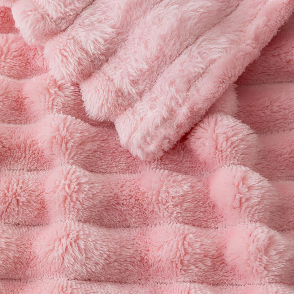 1pc solid color thick wide stripe multifunctional blanket, can be used as bed sheet covering blanket, nap blanket, pet blanket