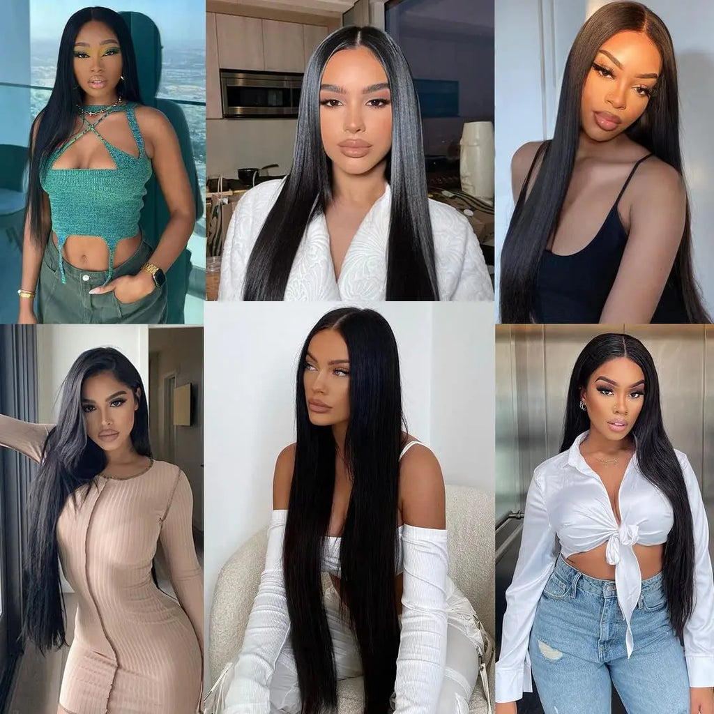 13x4 HD Transparent Bone Straight Lace Front Human Hair Wigs Brazilian Frontal Wigs For Women 30 34 Inches 180 Density