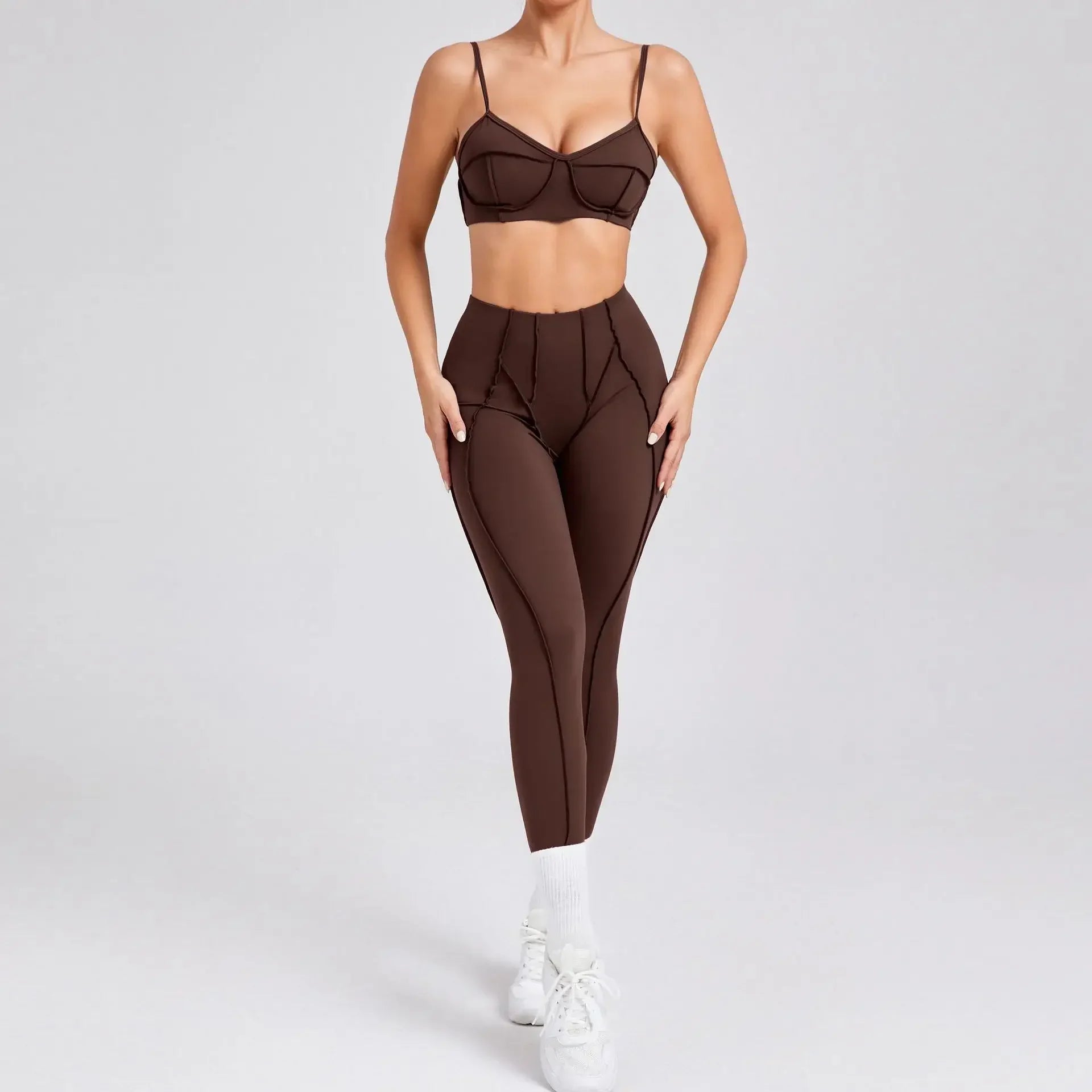 2-Piece Yoga Set – Open Back Sports Bra & High Waist Shorts