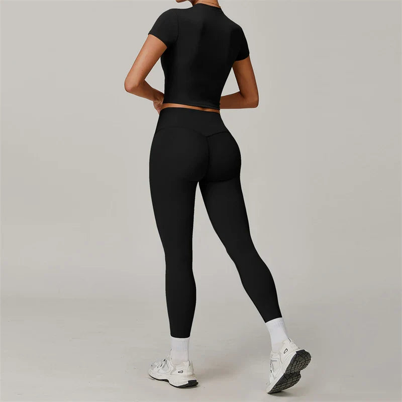 2-Piece Yoga Set – Crop Top & High Waist Leggings
