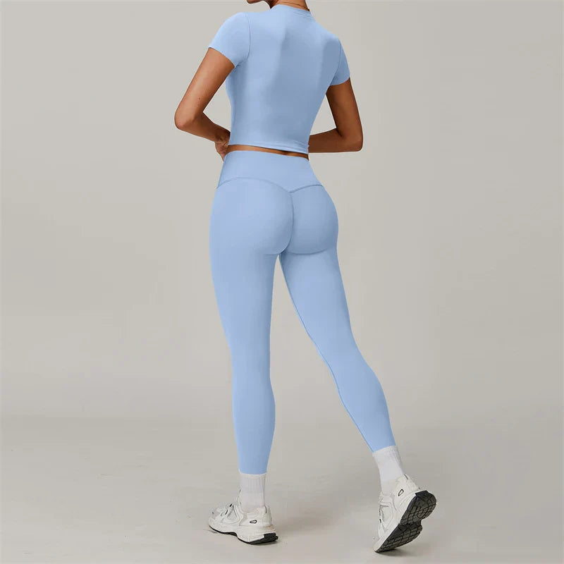 2-Piece Yoga Set – Crop Top & High Waist Leggings