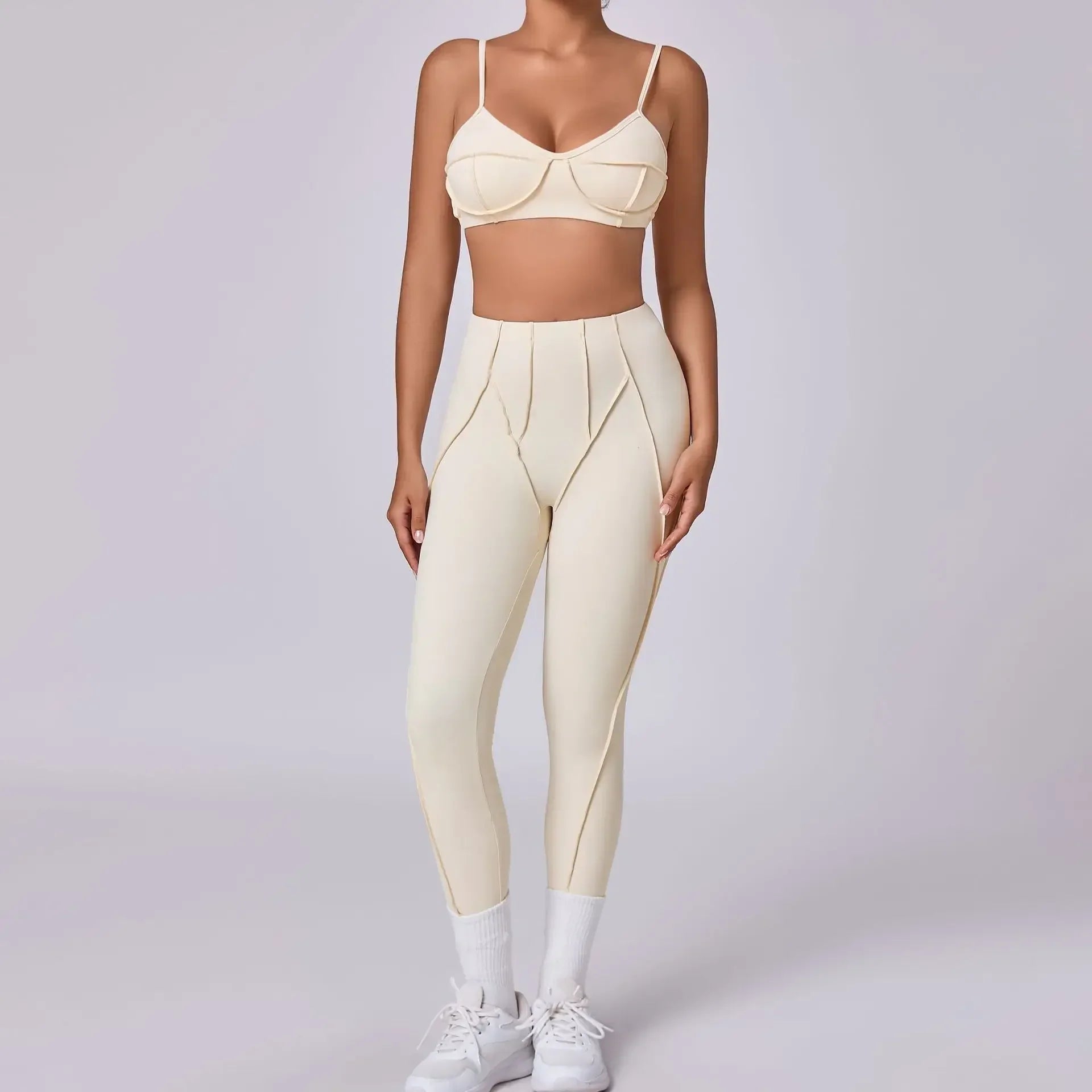 2-Piece Yoga Set – Open Back Sports Bra & High Waist Shorts