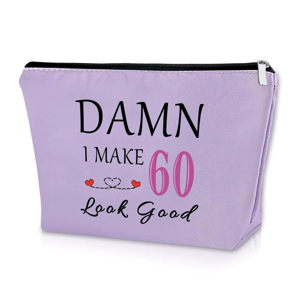 60th Birthday Purple Makeup Bag – Cosmetic Pouch Gift for Her